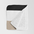 Uneven Stripes - Taupe, Black and White Throw Blanket Gallery Image 3