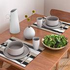 Uneven Stripes - Taupe, Black and White Placemat Gallery Image 2