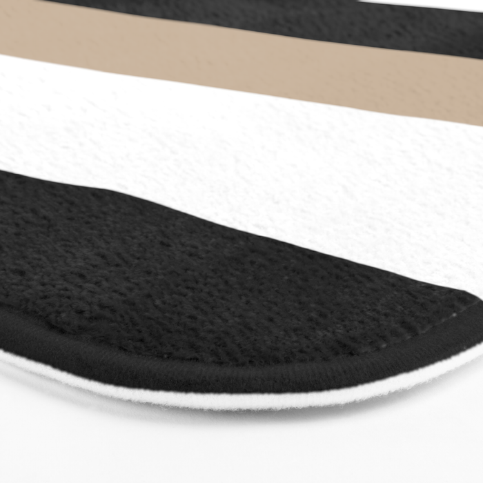 Uneven Stripes - Taupe, Black and White Bath Mat Gallery Image 3