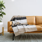 Uneven Stripes - Taupe, Black and White Throw Blanket Gallery Image 1