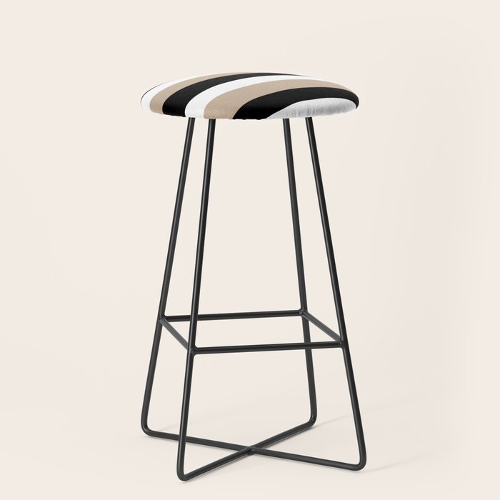 Uneven Stripes - Taupe, Black and White Stool Gallery Image 1