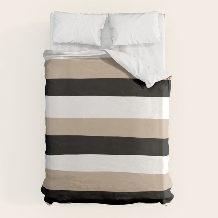 Uneven Stripes - Taupe, Black and White Duvet Cover Gallery Image 6
