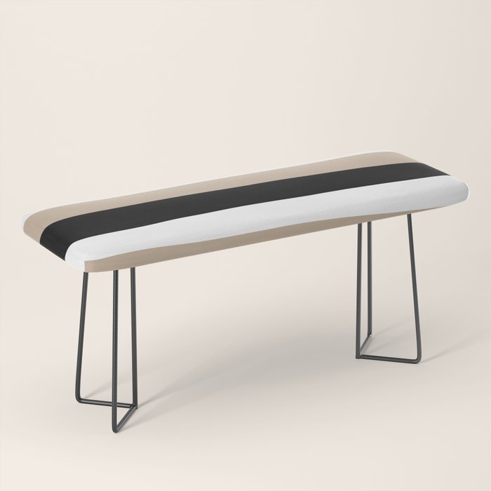 Uneven Stripes - Taupe, Black and White Bench Gallery Image 1