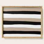 Uneven Stripes - Taupe, Black and White Serving Tray Gallery Image 1