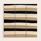 Uneven Stripes - Taupe, Black and White Wood Wall Art Gallery Image 1