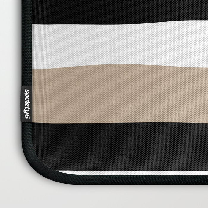 Uneven Stripes - Taupe, Black and White Laptop Sleeve Gallery Image 3