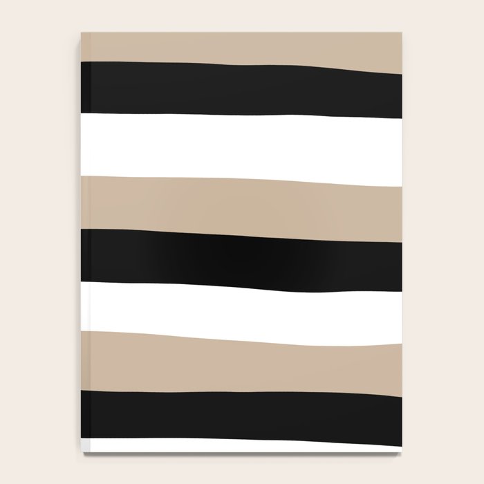 Uneven Stripes - Taupe, Black and White Notebook Gallery Image 4