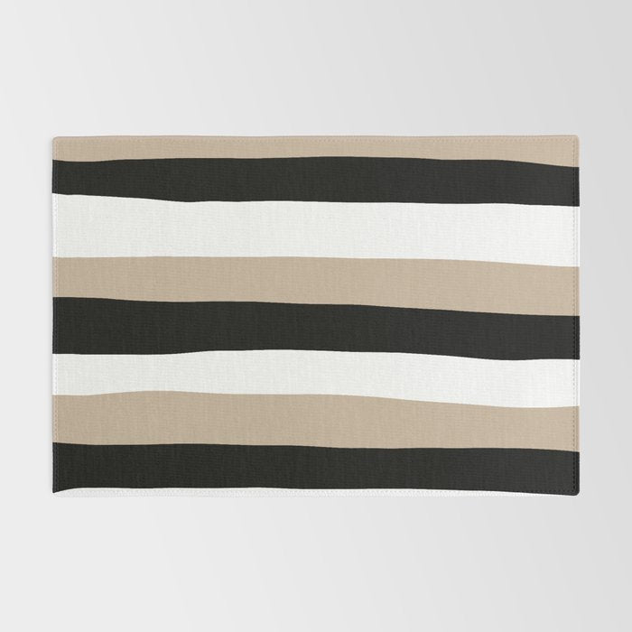 Uneven Stripes - Taupe, Black and White Rug Gallery Image 2