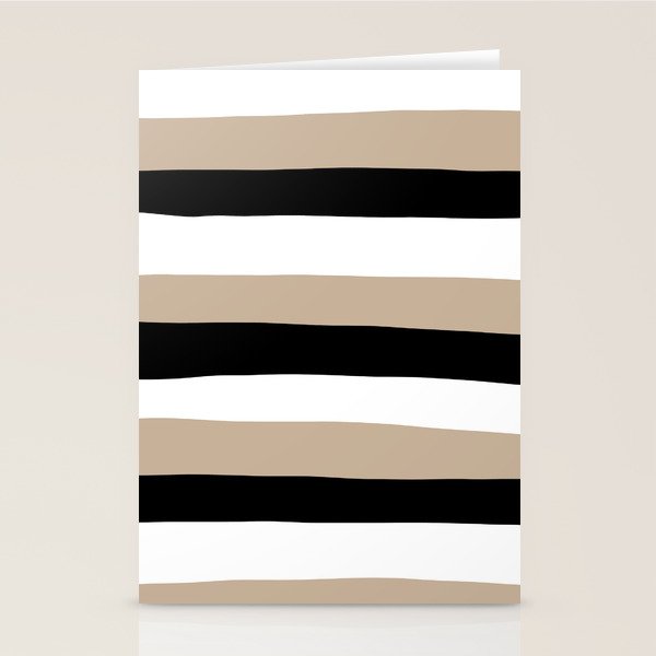Uneven Stripes - Taupe, Black and White Stationery Card Gallery Image 2