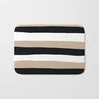 Uneven Stripes - Taupe, Black and White Bath Mat Gallery Image 1
