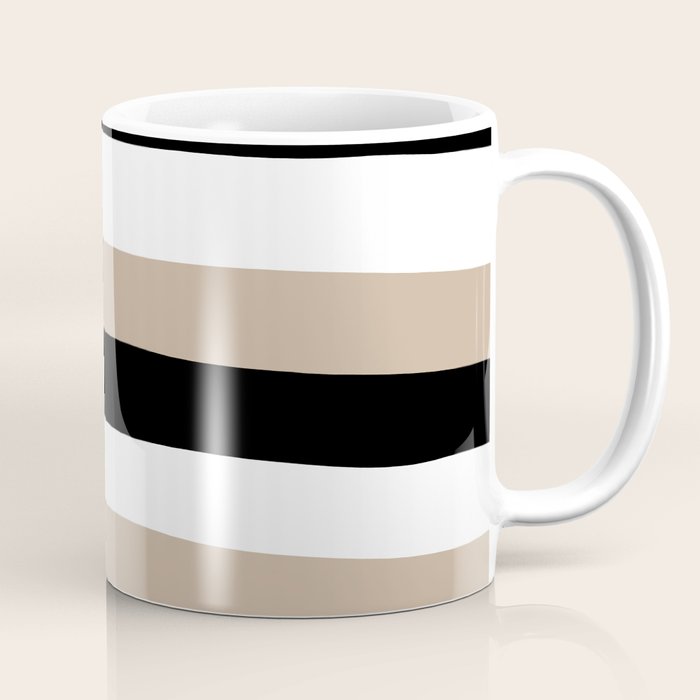 Uneven Stripes - Taupe, Black and White Coffee Mug Gallery Image 1