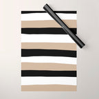 Uneven Stripes - Taupe, Black and White Wrapping Paper Gallery Image 1