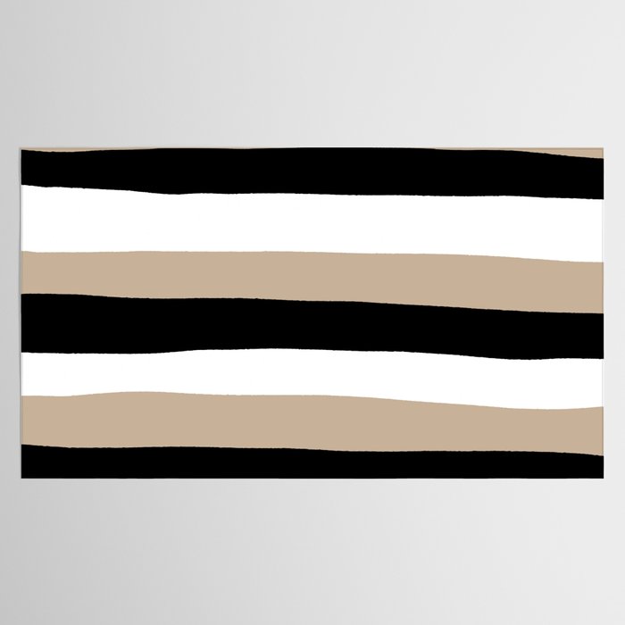 Uneven Stripes - Taupe, Black and White Tablecloth Gallery Image 2