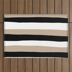 Uneven Stripes - Taupe, Black and White Outdoor Rug Gallery Image 1