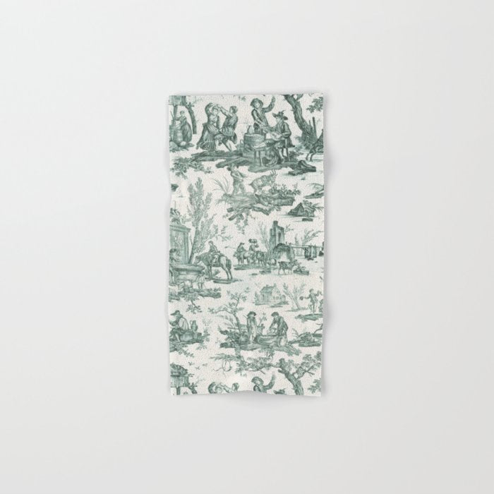Vintage Green French Toile Landscape Bath Towel Gallery Image 1