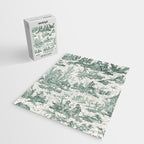 Vintage Green French Toile Landscape Jigsaw Puzzle Gallery Image 2