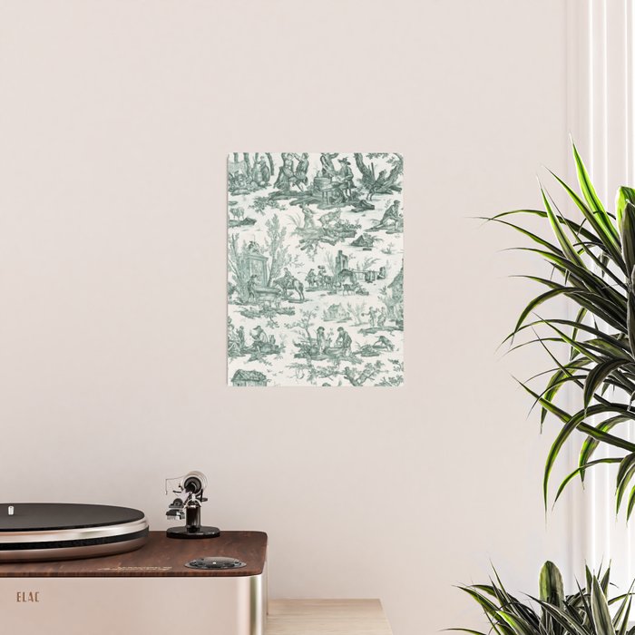 Vintage Green French Toile Landscape Poster Gallery Image 2