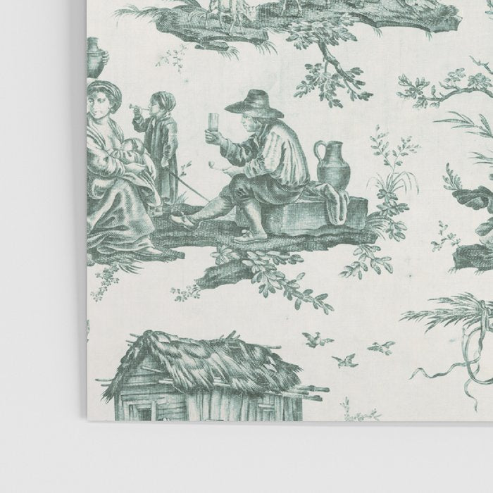 Vintage Green French Toile Landscape Poster Gallery Image 3