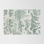 Vintage Green French Toile Landscape Rug Gallery Image 2