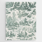 Vintage Green French Toile Landscape Jigsaw Puzzle Gallery Image 1