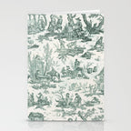 Vintage Green French Toile Landscape Stationery Card Gallery Image 2