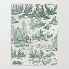 Vintage Green French Toile Landscape Poster Gallery Image 4