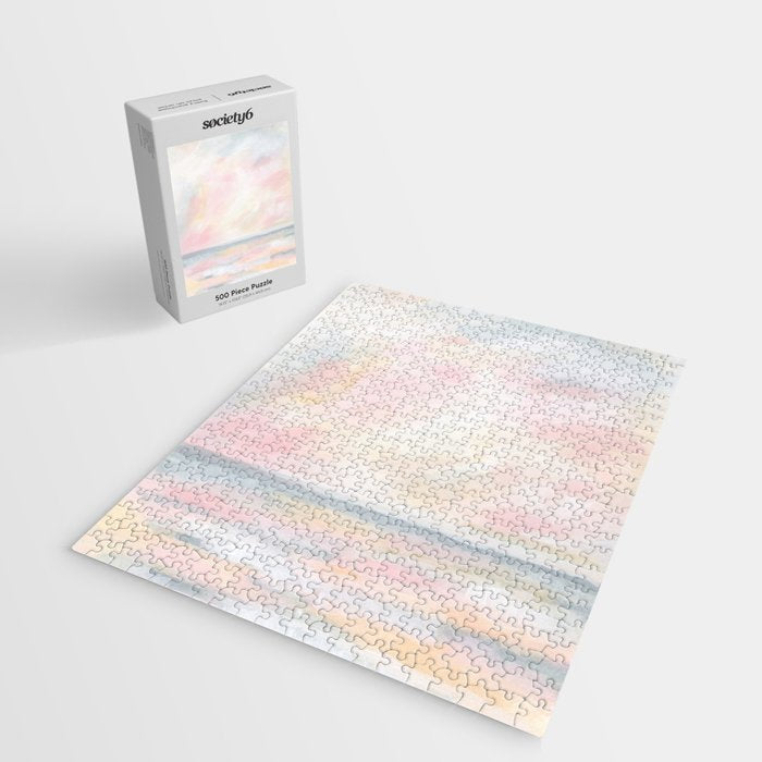 Patience - Pink and Gray Pastel Seascape Jigsaw Puzzle Gallery Image 2