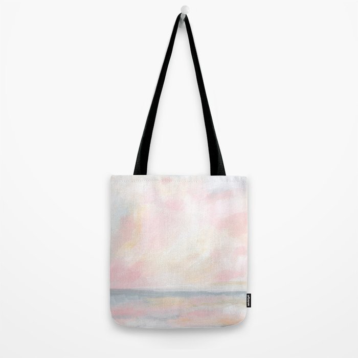 Patience - Pink and Gray Pastel Seascape Tote Bag Gallery Image 2