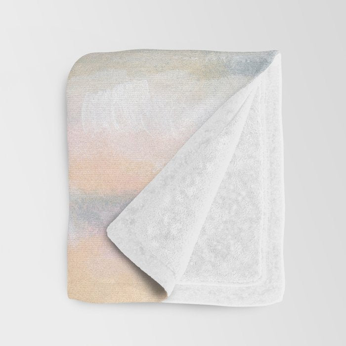 Patience - Pink and Gray Pastel Seascape Throw Blanket Gallery Image 3