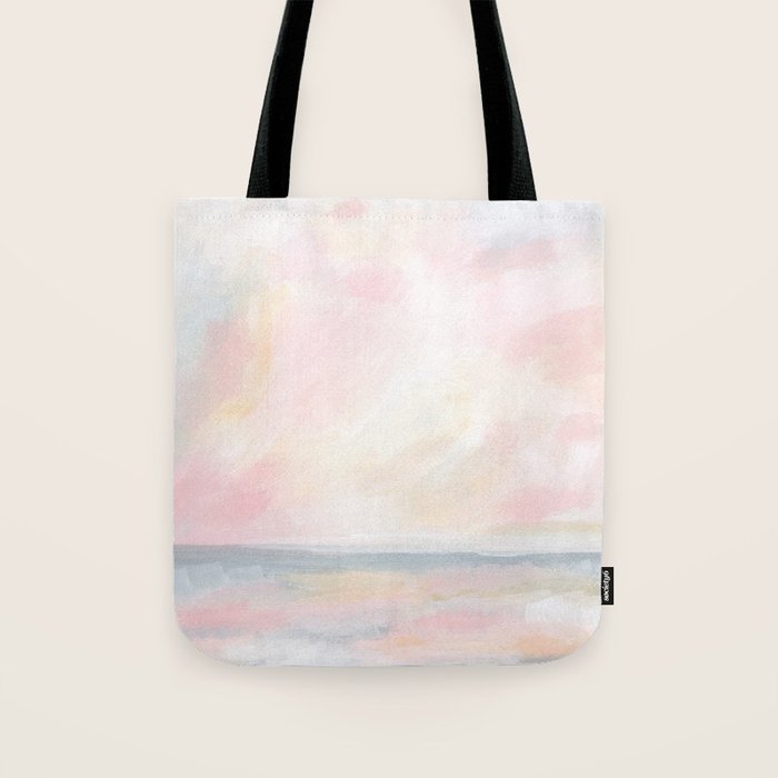 Patience - Pink and Gray Pastel Seascape Tote Bag Gallery Image 1