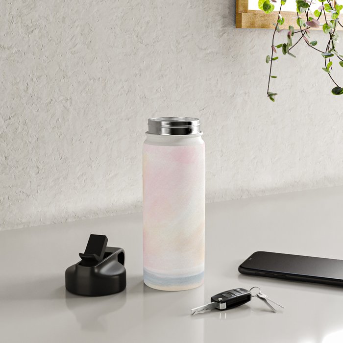 Patience - Pink and Gray Pastel Seascape Water Bottle Gallery Image 4