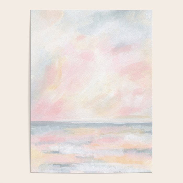 Patience - Pink and Gray Pastel Seascape Poster Gallery Image 4