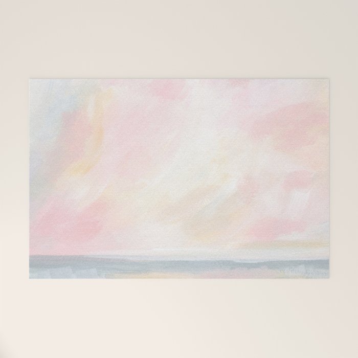 Patience - Pink and Gray Pastel Seascape Welcome Mat Gallery Image 1
