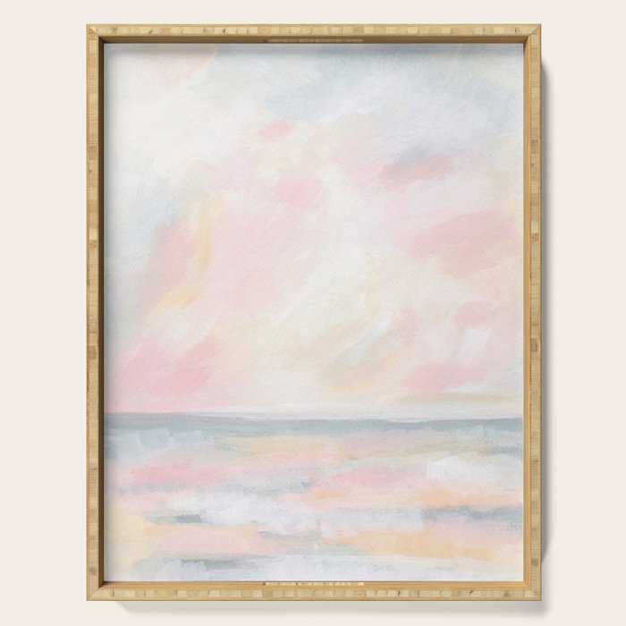 Patience - Pink and Gray Pastel Seascape Serving Tray Gallery Image 1