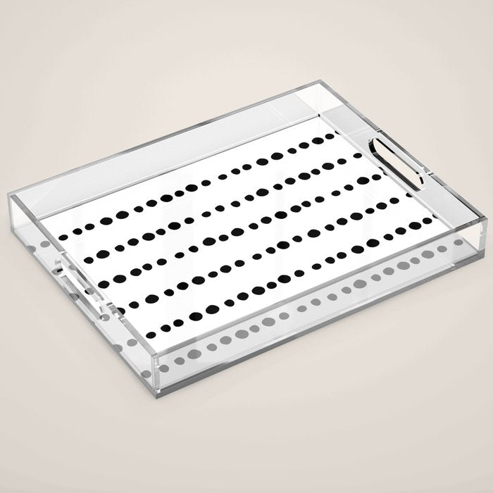 Spotted, Mudcloth, White and Black, Boho Print Acrylic Tray Gallery Image 1