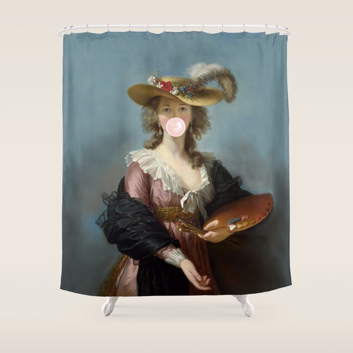 Bubble Gum Diva in a Straw Hat Shower Curtain Gallery Image 1