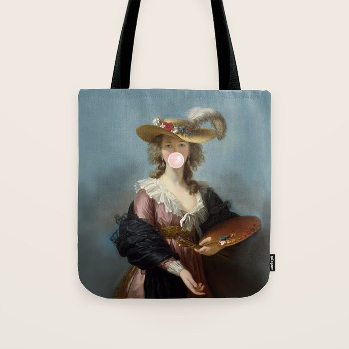 Bubble Gum Diva in a Straw Hat Tote Bag Gallery Image 1