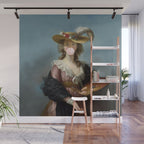 Bubble Gum Diva in a Straw Hat Wall Mural Gallery Image 1