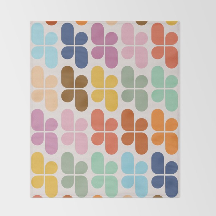Retro Shapes Geometry Pattern Throw Blanket Gallery Image 2