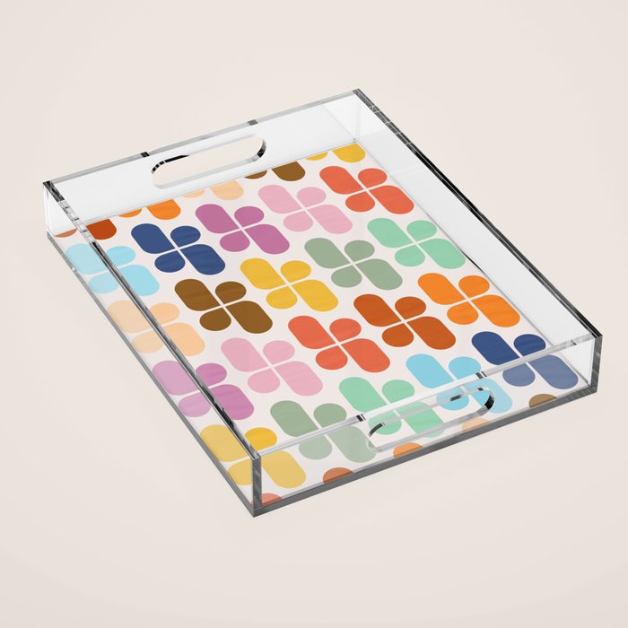 Retro Shapes Geometry Pattern Acrylic Tray Gallery Image 1