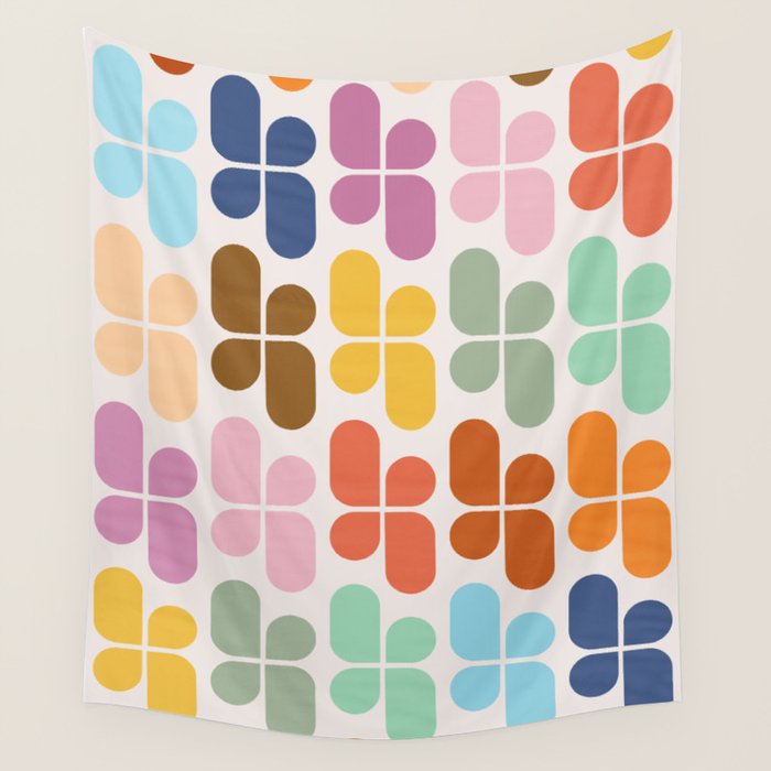 Retro Shapes Geometry Pattern Wall Tapestry Gallery Image 1