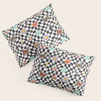 Funny retro cartoon sticker checkered pattern Pillow Sham Gallery Image 3