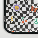 Funny retro cartoon sticker checkered pattern Laptop Sleeve Gallery Image 3