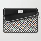 Funny retro cartoon sticker checkered pattern Laptop Sleeve Gallery Image 2