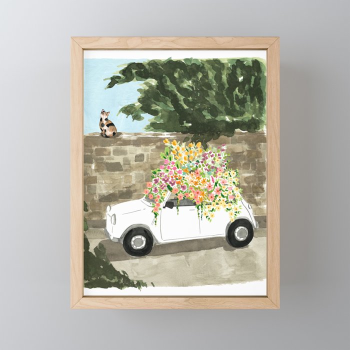 Floral Italian Car Mini Art Print Gallery Image 1