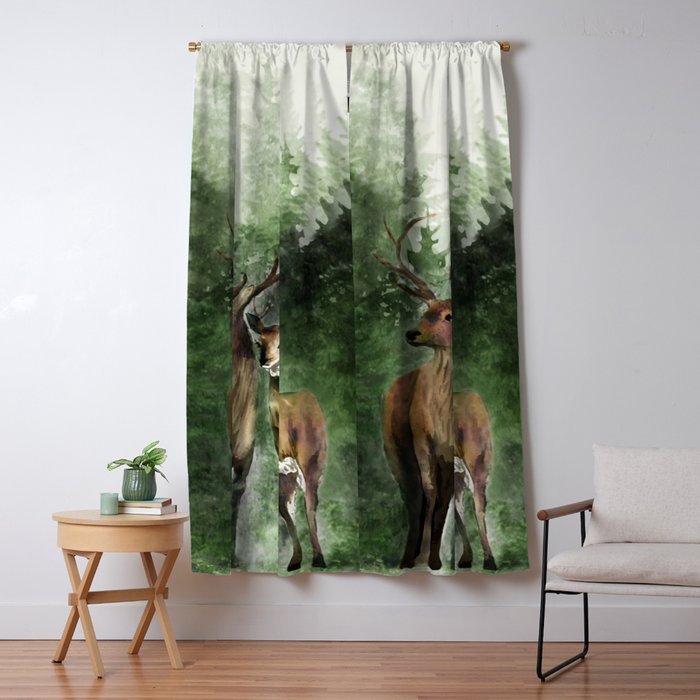 Deers in the Forest Window Curtain Gallery Image 1
