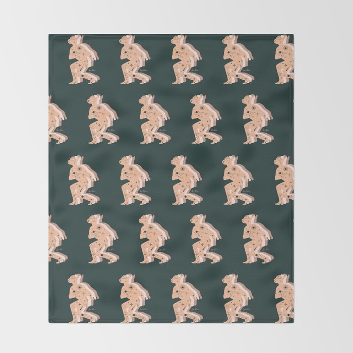 Space Cowboy - Emerald & Peach Throw Blanket Gallery Image 2