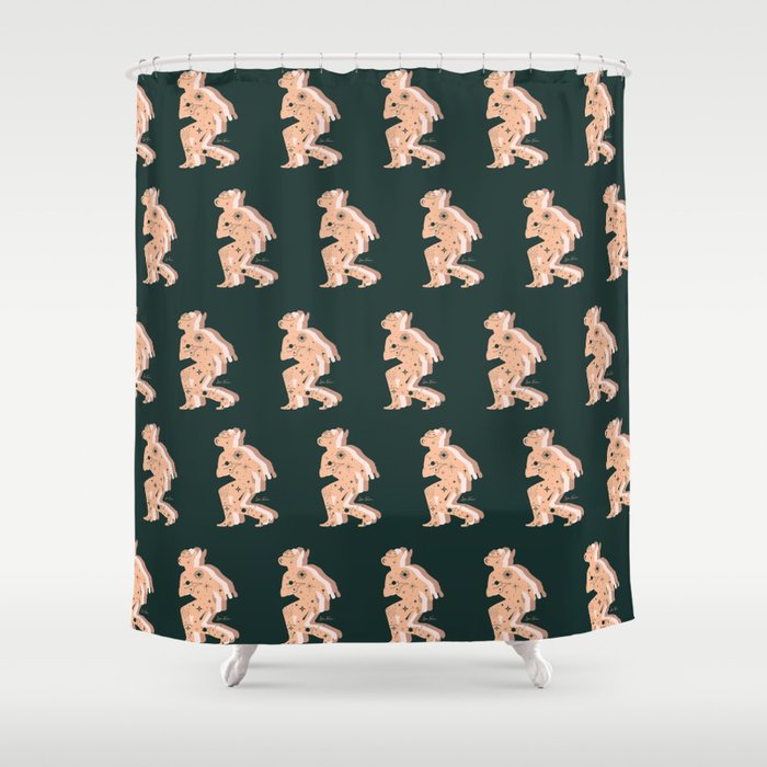 Space Cowboy - Emerald & Peach Shower Curtain Gallery Image 1