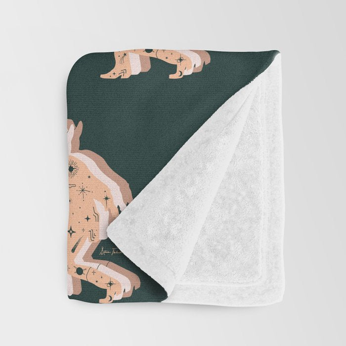 Space Cowboy - Emerald & Peach Throw Blanket Gallery Image 3
