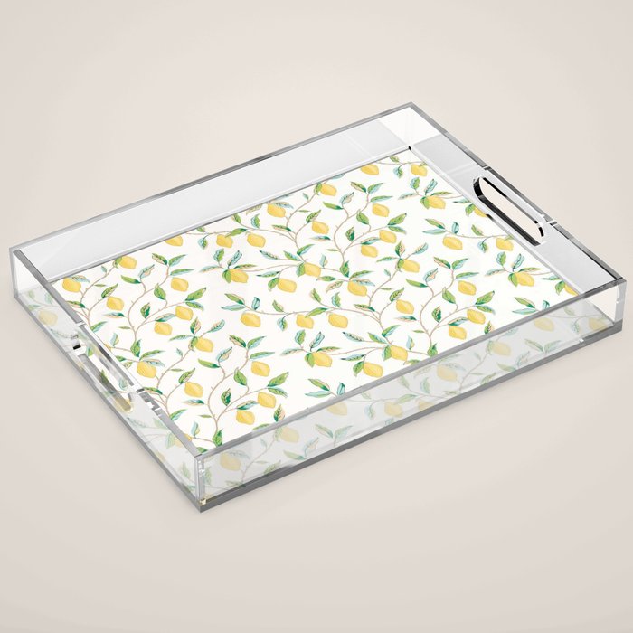 William Morris Fruit Lemon Bayleaf Acrylic Tray Gallery Image 1